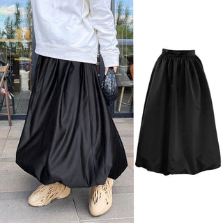 Satin High Waist A - line Drape Skirt Fashion Elegant Solid Color Zipper Simple French Tutu Skirts - Diva Melody