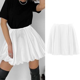 Satin High Waist A - line Drape Skirt Fashion Elegant Solid Color Zipper Simple French Tutu Skirts - Diva Melody