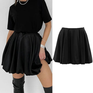 Satin High Waist A - line Drape Skirt Fashion Elegant Solid Color Zipper Simple French Tutu Skirts - Diva Melody