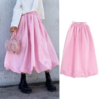 Satin High Waist A - line Drape Skirt Fashion Elegant Solid Color Zipper Simple French Tutu Skirts - Diva Melody