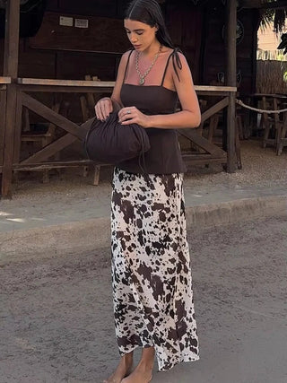 Satin High Waist Midi Skirt & Top Set - Diva Melody