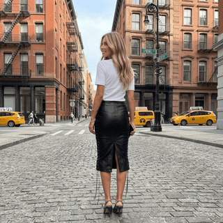 Satin Lace Up Midi Skirt - Diva Melody