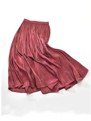 Satin Pleated A - line Midi Skirts - Diva Melody