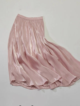 Satin Pleated A - line Midi Skirts - Diva Melody