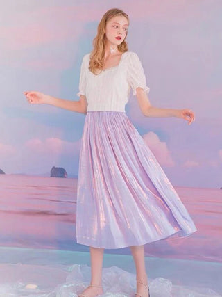 Satin Pleated A - line Midi Skirts - Diva Melody