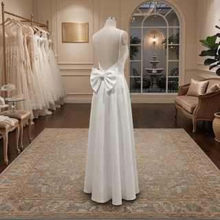 Satin Plunging V-Neck High Slit Wedding Dress - Diva Melody