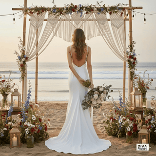 Satin Spaghetti Strap Wedding Dress - Diva Melody