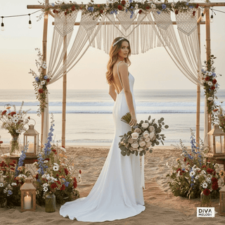 Satin Spaghetti Strap Wedding Dress - Diva Melody