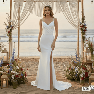 Satin Spaghetti Strap Wedding Dress - Diva Melody