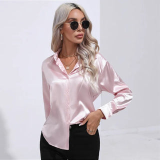 Satin Women Tops Blouses Long Sleeve Tops - Diva Melody