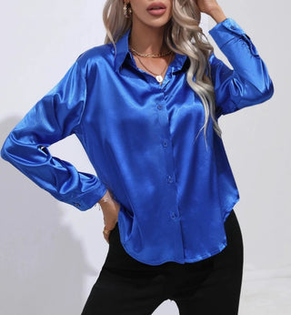 Satin Women Tops Blouses Long Sleeve Tops - Diva Melody