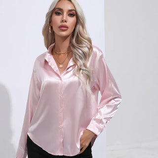 Satin Women Tops Blouses Long Sleeve Tops - Diva Melody