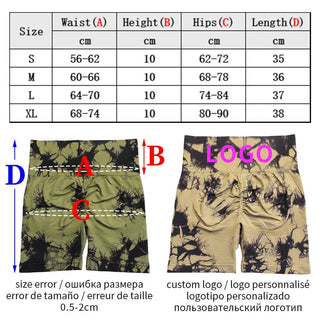 Seamless Tie Dye Elastic Scrunch High Waist Push Up Tummy Gym Fitness Workout Shorts - Diva Melody