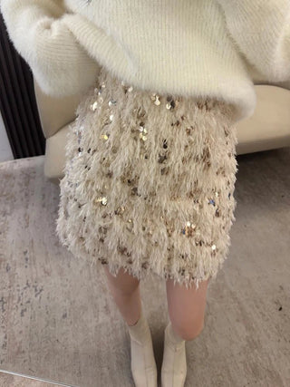 Sequin Feather Mini Skirt - Diva Melody