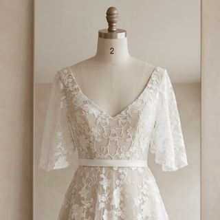Sequined Lace Wedding Dress - Diva Melody