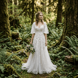 Sequined Lace Wedding Dress - Diva Melody