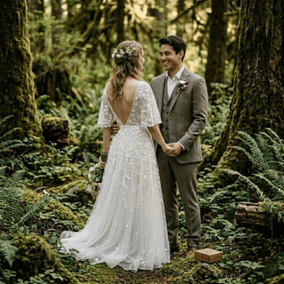 Sequined Lace Wedding Dress - Diva Melody
