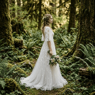 Sequined Lace Wedding Dress - Diva Melody