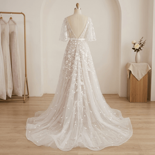 Sequined Lace Wedding Dress - Diva Melody