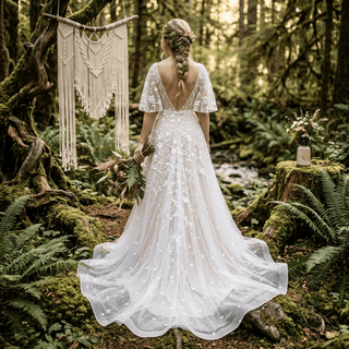 Sequined Lace Wedding Dress - Diva Melody