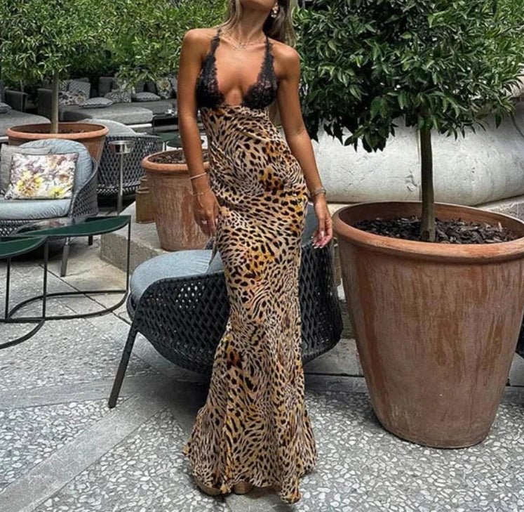 Sexy Backless Leopard Printed Dress - Diva Melody Sexy Backless Leopard Printed Dress - Diva Melody