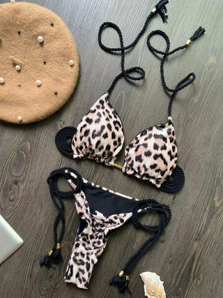 Sexy Leopard Print Two Piece Set Bikinis - Diva Melody