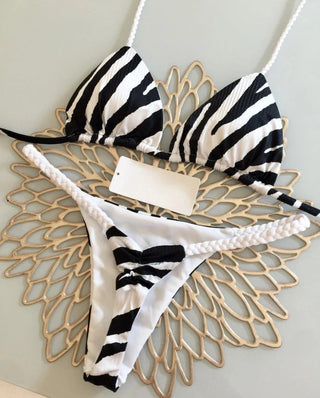 Sexy Thong Bikini Set Zebra Print Women Brazilian Swimwear - Diva Melody