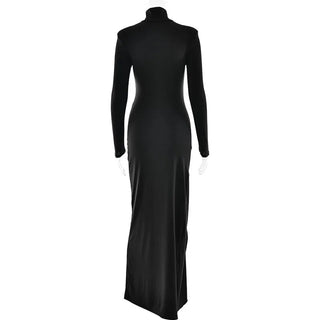 Sexy Turtleneck Thigh - Slit Maxi Bodycon Dress - Diva Melody