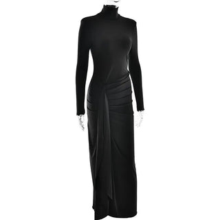 Sexy Turtleneck Thigh - Slit Maxi Bodycon Dress - Diva Melody