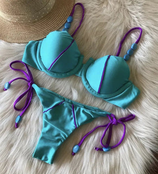 Sexy Two Piece Bikinis Spliced Color Swimsuit - Diva Melody