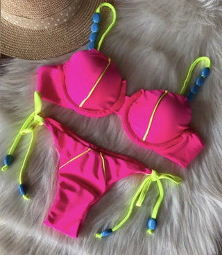 Sexy Two Piece Bikinis Spliced Color Swimsuit - Diva Melody