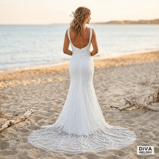 Shimmering Sheath Wedding Dress - Diva Melody