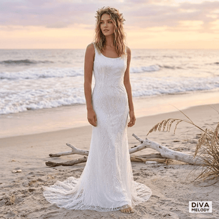 Shimmering Sheath Wedding Dress - Diva Melody
