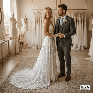 Shiny A - Line Bridal Gown - Diva Melody