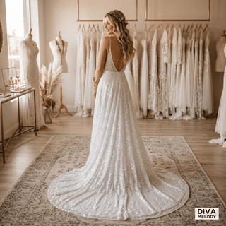 Shiny A - Line Bridal Gown - Diva Melody