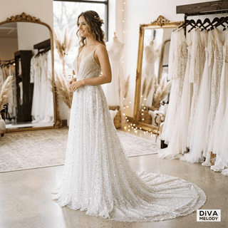Shiny A - Line Bridal Gown - Diva Melody