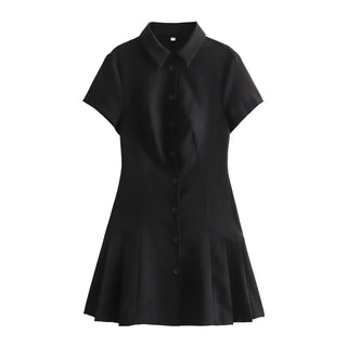 Shirt Style Mini Short Sleeved Casual Dress - Diva Melody