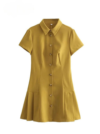 Shirt Style Mini Short Sleeved Casual Dress - Diva Melody