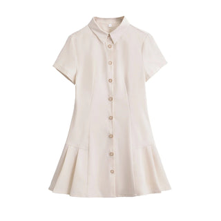 Shirt Style Mini Short Sleeved Casual Dress - Diva Melody