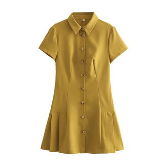 Shirt Style Mini Short Sleeved Casual Dress - Diva Melody