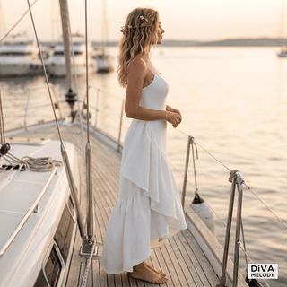 Short Ruffles Sheath Wedding Dress - Diva Melody