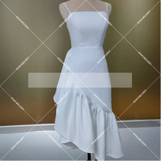 Short Ruffles Sheath Wedding Dress - Diva Melody