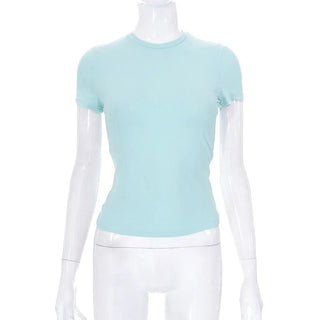 Short Sleeve Simple Soft Hot Basic Crop Top - Diva Melody