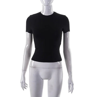 Short Sleeve Simple Soft Hot Basic Crop Top - Diva Melody