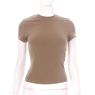 Short Sleeve Simple Soft Hot Basic Crop Top - Diva Melody