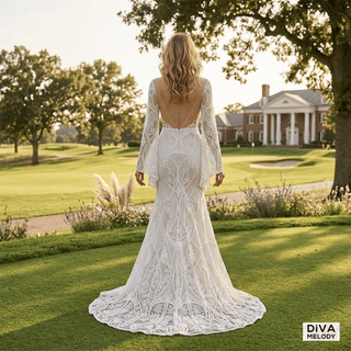 Simple Backless Mermaid Wedding Dress - Diva Melody