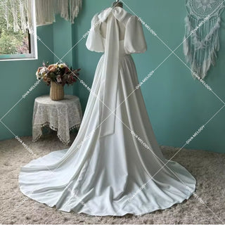 Simple Crepe A Line Wedding Dress - Diva Melody