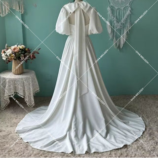 Simple Crepe A Line Wedding Dress - Diva Melody