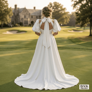 Simple Crepe A Line Wedding Dress - Diva Melody