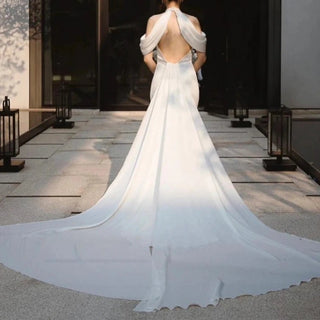 Simple Elegant Halter Neck Wedding Dress - Diva Melody